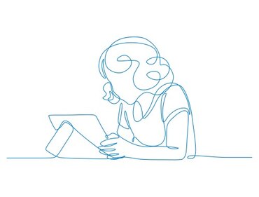 Illustration of a girl reading a book.