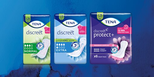 TENA Lady range TENA Lady Discreet Normal TENA Lady Extra  and TENA Pants Discreet packs