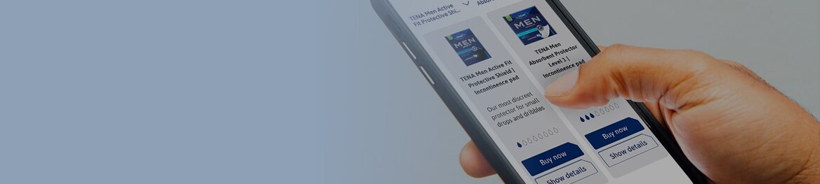 Thumb scroll on a phone showing TENA comparison tool