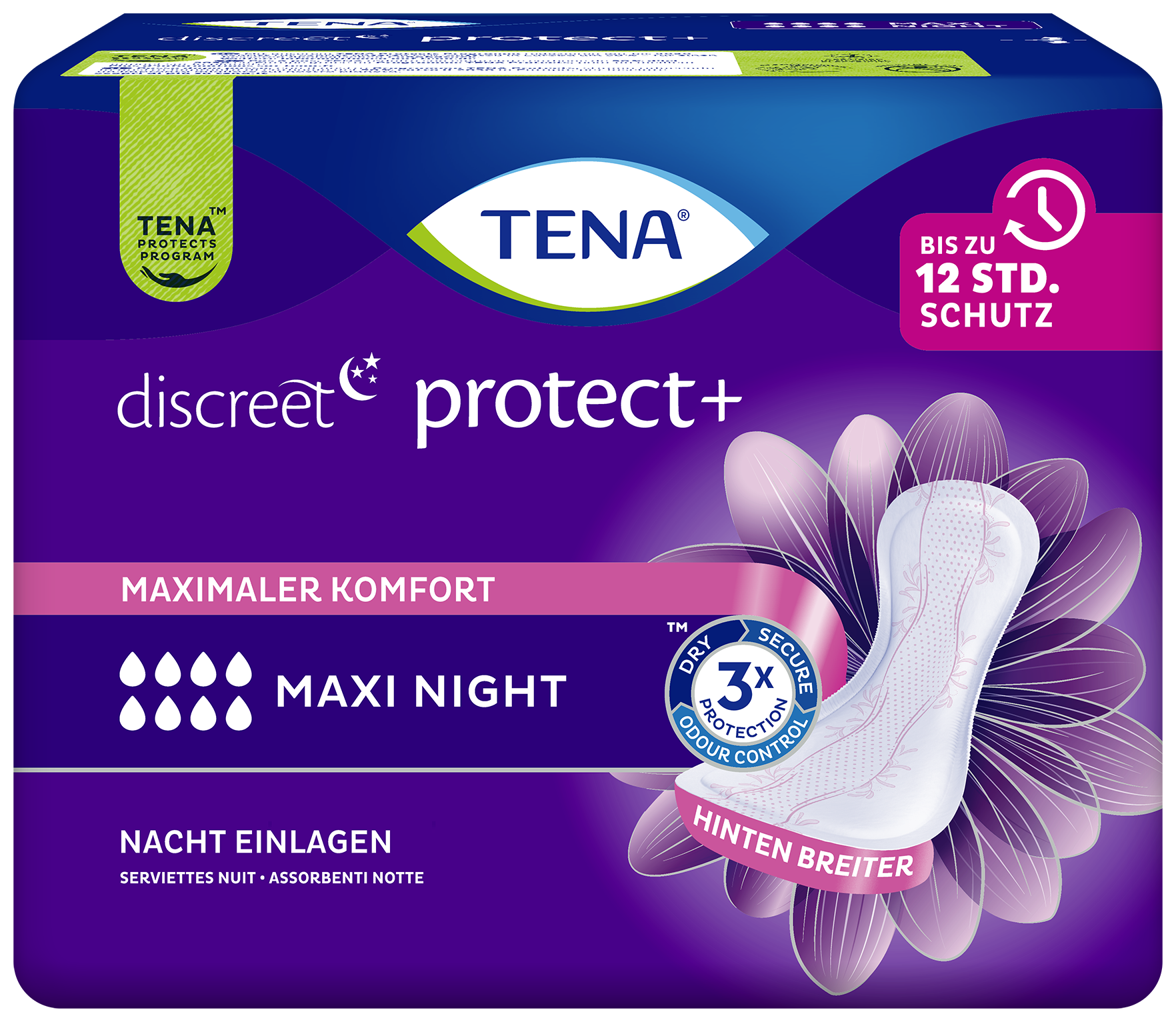 TENA Discreet Protect+ Maxi Night | Inkontinenz-Einlage