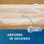 Absorbs and locks away liquid in seconds to keep skin drier for longer
